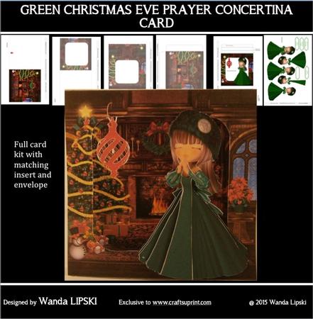 Green Christmas Prayer Concertina Card