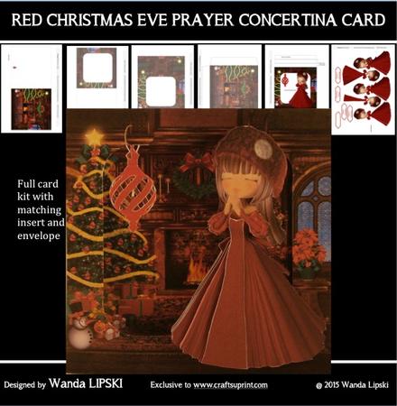 Red Christmas Prayer Concertina Card