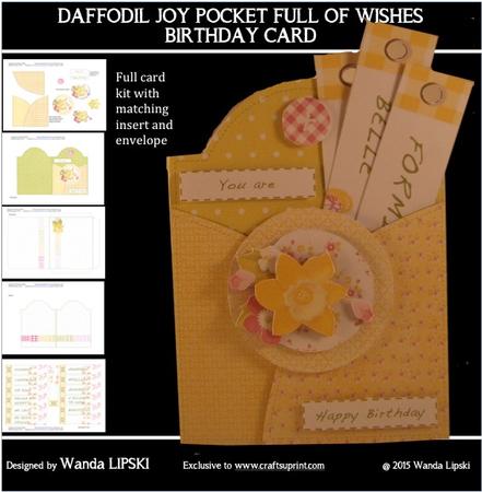 Daffodil Joy Pocket Full of Wishes Birthday Card