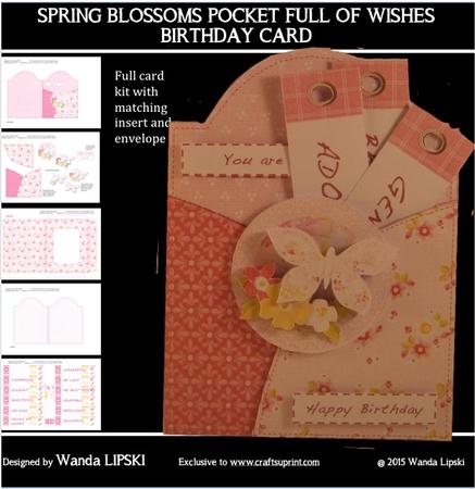 Spring Blossoms Pocket Full of Wishes Birthday Card