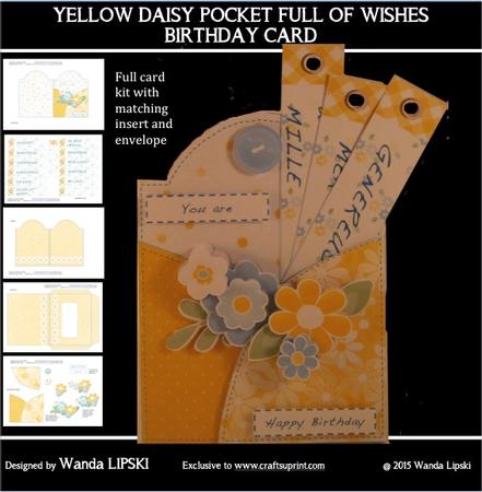 Yellow Daisy Pocket Full of Wishes Birthday Card