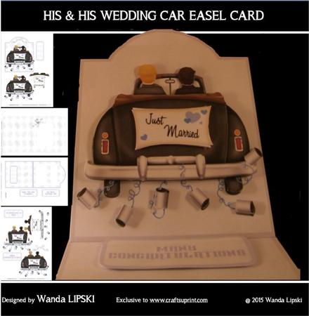 His & His Wedding Car Easel Card