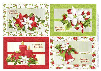 4 Christmas Linen Quick Card Fronts