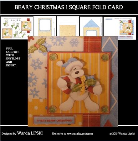Beary Christmas 1 Square Fold Card Kit