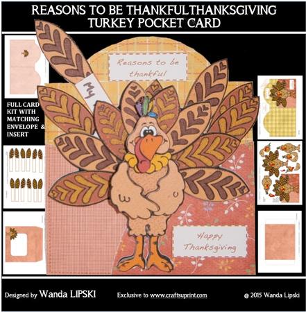 Reasons to Be Thankful Thanksgiving Turkey Pocket Card