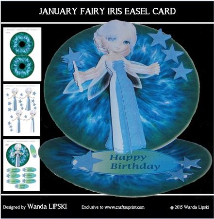 January Fairy Iris Easel Birthday Card