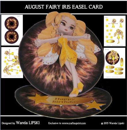 August Fairy Iris Easel Birthday Card