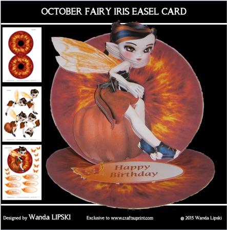 October Fairy Iris Easel Birthday Card