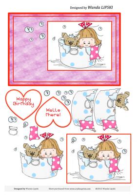 Sally's Bathtime Birthday Card Front