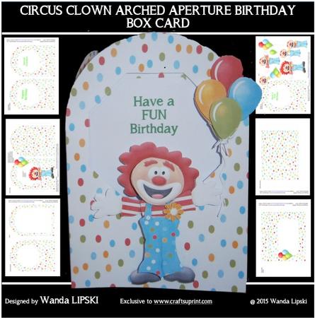 Circus Clown Arched Aperture Birthday Box Card