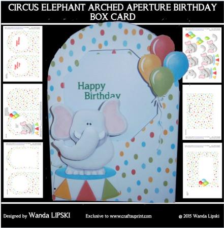 Circus Elephant Arched Aperture Birthday Box Card