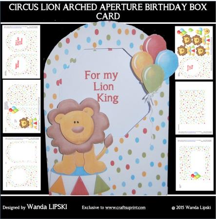 Circus Lion Arched Aperture Birthday Box Card
