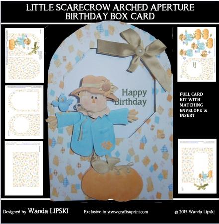 Little Scarecrow Arched Aperture Birthday Box Card