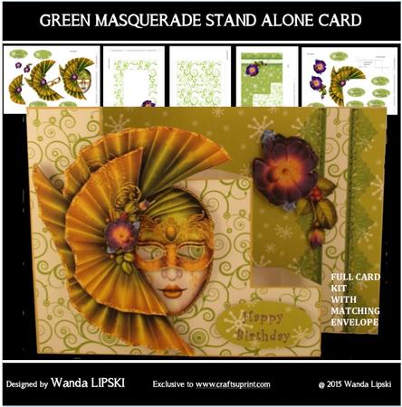 Green Masquerade Stand Alone Card