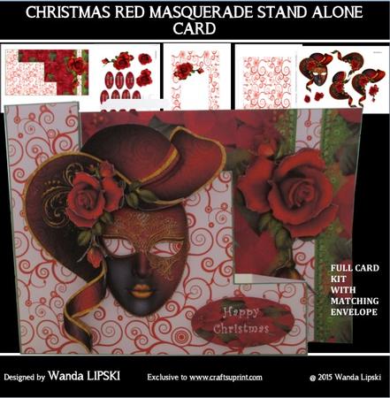 Christmas or Winter Birthday Red Masquerade Stand Alone Card