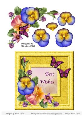 Summer Pansies & Butterflies Quick Card Front