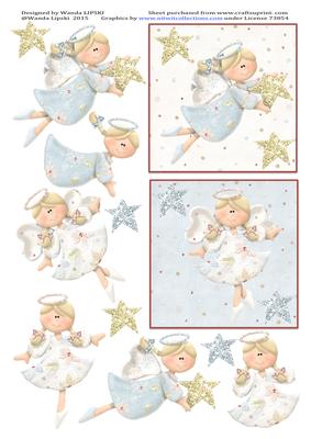 2 Blue Heavenly Angel Christmas Card Toppers