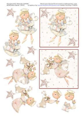 2 Pink Heavenly Angels Christmas Card Toppers