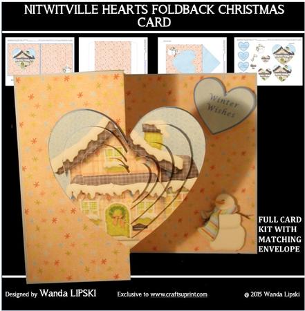 Nitwitville Hearts Foldback Christmas Card