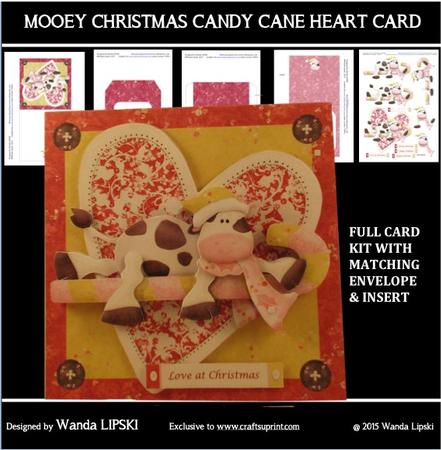 Mooey Christmas Candy Cane Heart Card