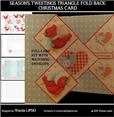 Season's Tweetings Triangle Pop-out Foldback Christmas Card