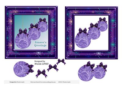 Mauve Baubles Quick Christmas Card Front