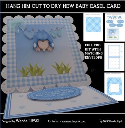 Hang Him Out to Dry New Baby Easel Card