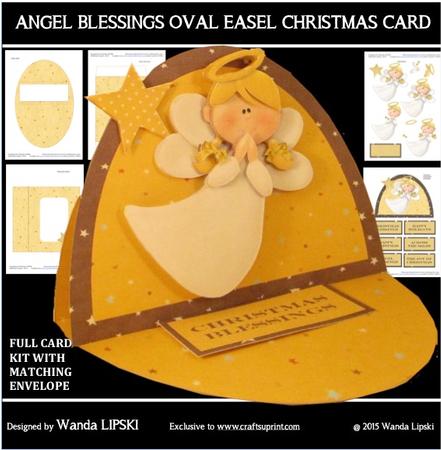 Angel Blessings Oval Easel Christmas Card