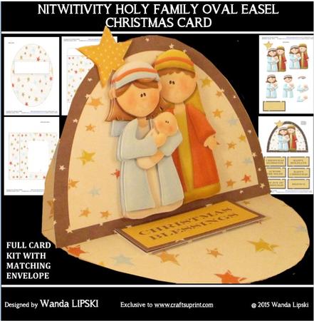 Nitwitivity Holy Family Oval Easel Christmas Card