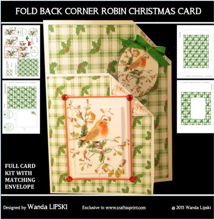 Fold Back Corner Robin Christmas Card