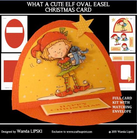 What a Cute Elf Oval Easel Christmas Card
