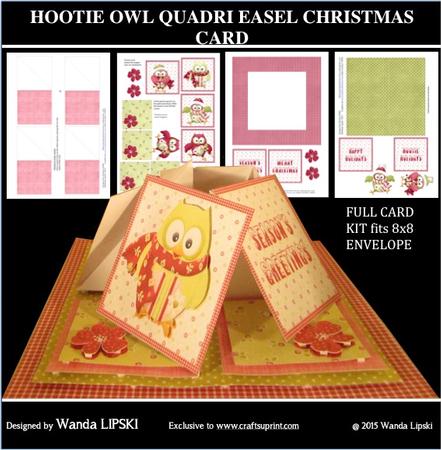 Hootie Owl Quadri Easel Christmas Card