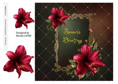 8 x 8 Red Amaryllis Christmas Card Front
