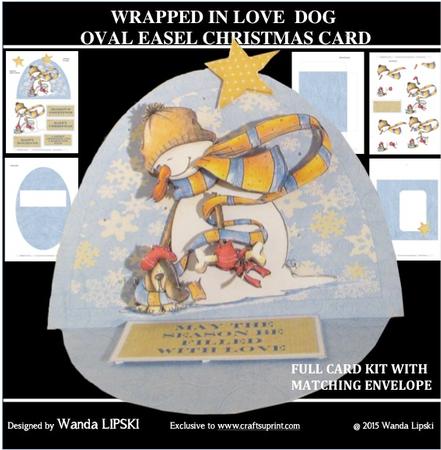 Wrapped in Love Dog Oval Easel Christmas Card