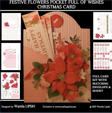 Festive Flowers Pocket Full of Wishes Christmas Card