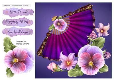 Pansy Fan 8x8 Multi-use Card Front