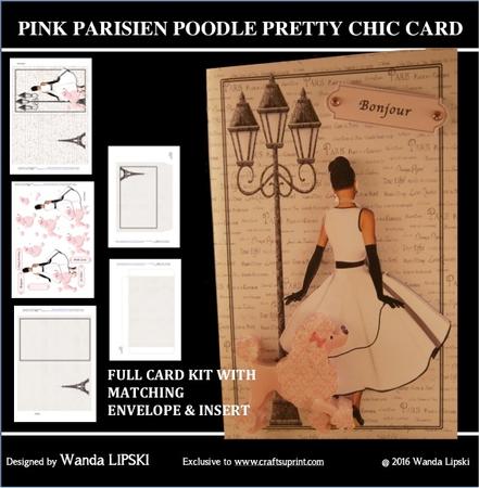 Pink Parisien Poodle Pretty Chic Card