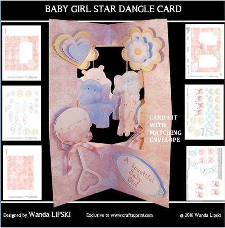 Baby Girl Star Dangle Card