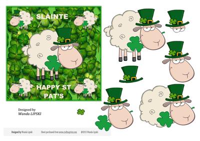 St Pats Slainte Sheep Card Front