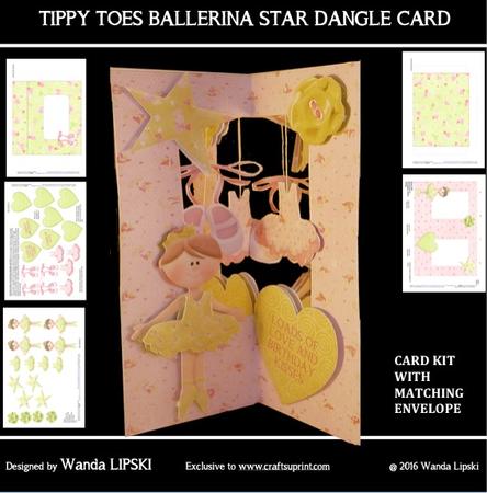 Tippy Toes Ballerina Star Dangle Birthday Card