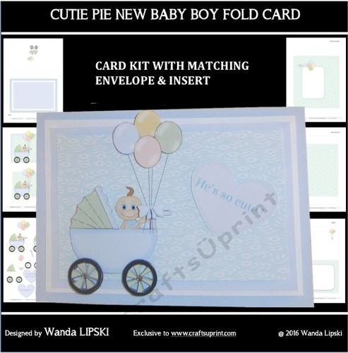CUTIE PIE NEW BABY BOY FOLD CARD