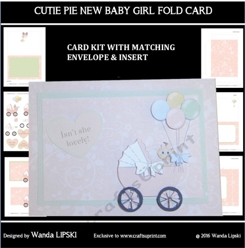 CUTIE PIE NEW BABY GIRL FOLD CARD