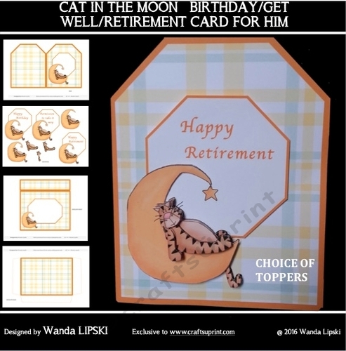 CAT IN THE MOON BIRTHDAY/GET WELL/ RETIREMENT CARD FOR HIM