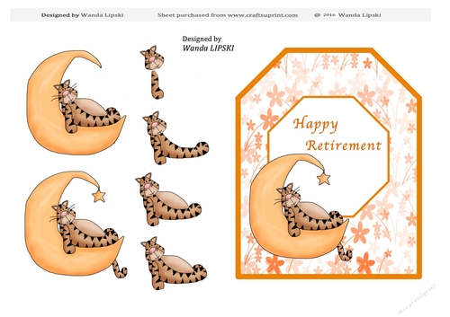 CAT IN THE MOON RETIREMENT CARD FRONT FOR HER