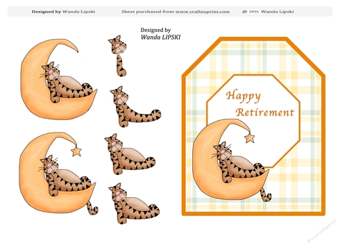 CAT IN THE MOON RETIREMENT CARD FRONT FOR HIM