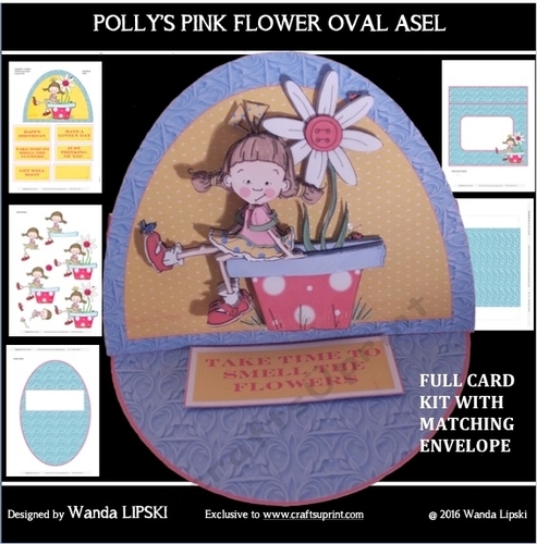 POLLYS PINK FLOWER OVAL EASEL CARD
