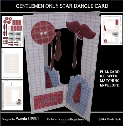 GENTLEMEN ONLY STAR DANGLE CARD BIRTHDAY/FATHERS DAY