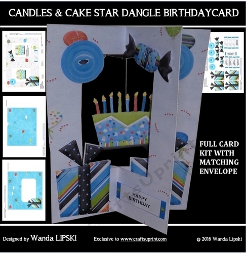 CANDLES & CAKE STAR DANGLE BIRTHDAY CARD