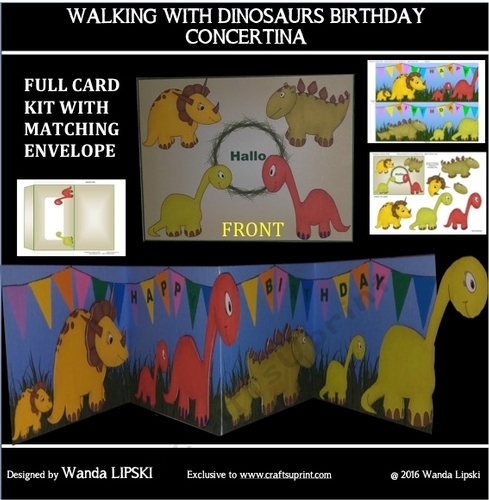 WALKING WITH DINOSAURS BIRTHDAY CONCERTINA