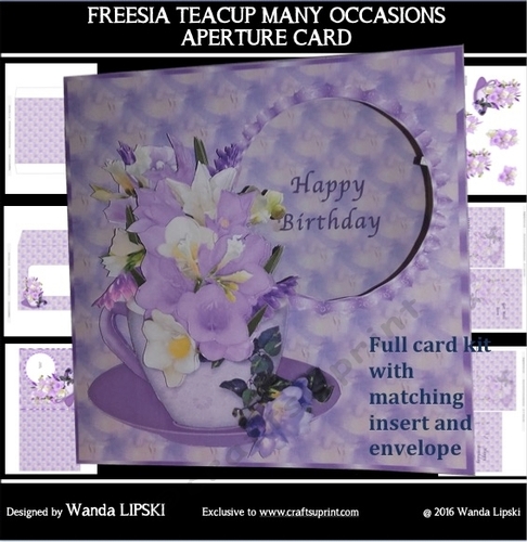 FREESIA TEACUP MANY OCCASIONS APERTURE CARD